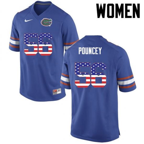 Women's Florida Gators #56 Maurkice Pouncey NCAA Nike Blue USA Flag Fashion Authentic Stitched College Football Jersey GMC3362IH